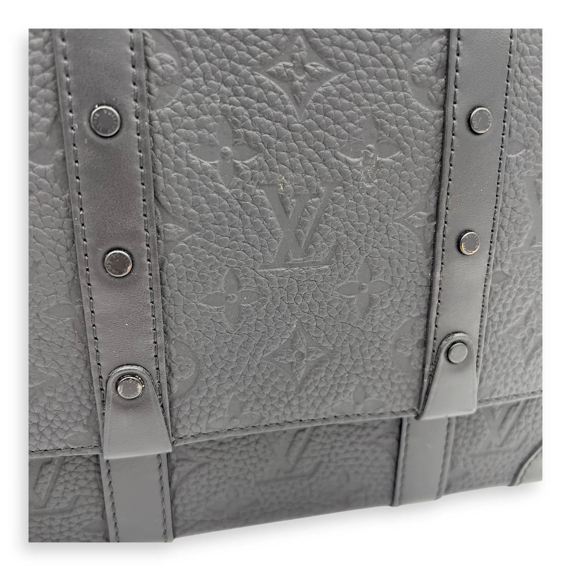 Trunk PM Black Crossbody Bag in Taurillon Monogram Leather, Lacquered Metal hardware