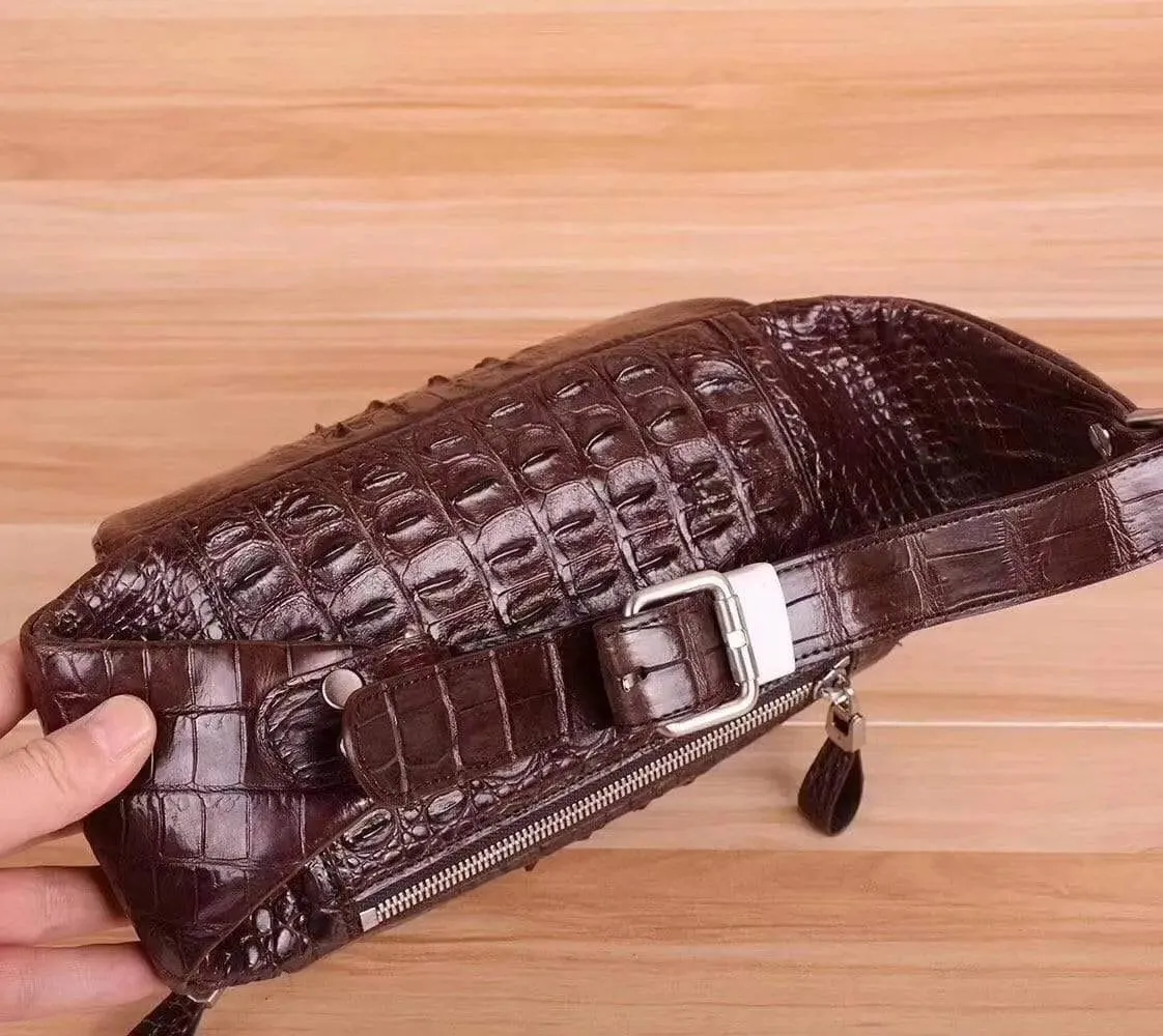 Unisex Genuine Crocodile Leather Waist  Bum Bags & Fanny Packs  Belt Bag