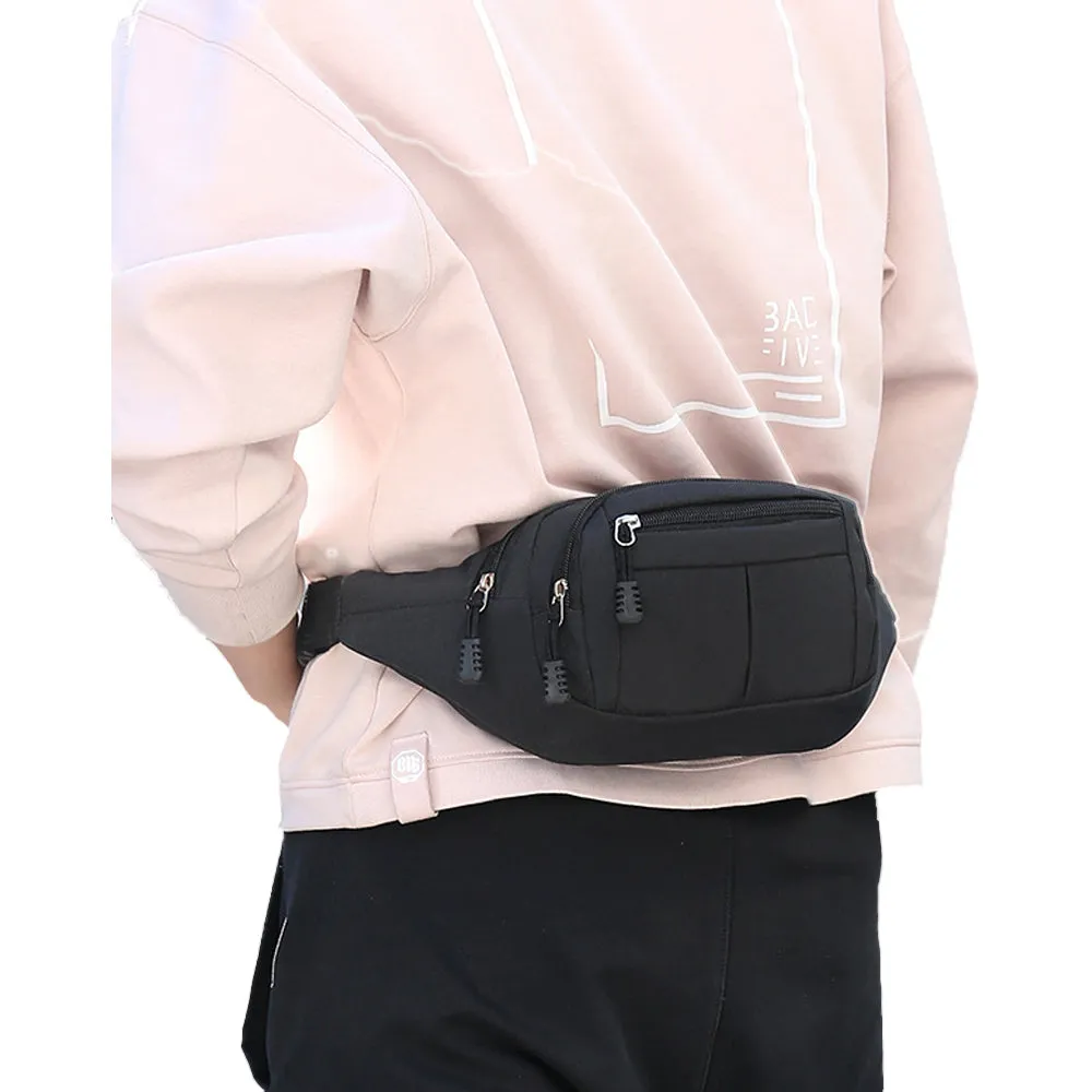 Unisex Sling Bag Chest Pack Fanny Pack Sports Waist Bag Wallet Black