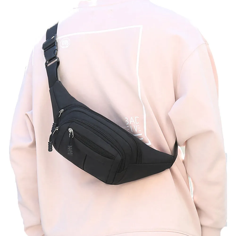 Unisex Sling Bag Chest Pack Fanny Pack Sports Waist Bag Wallet Black
