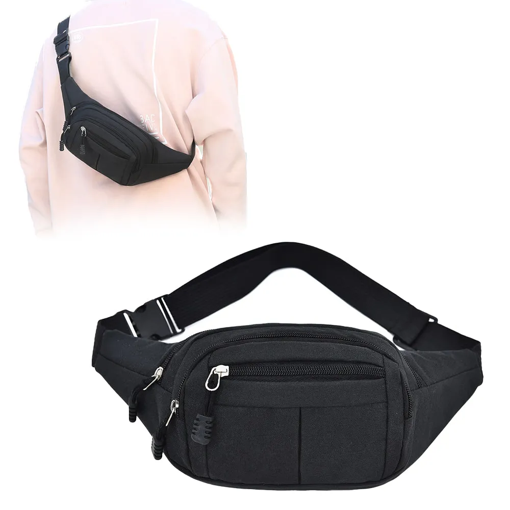 Unisex Sling Bag Chest Pack Fanny Pack Sports Waist Bag Wallet Black