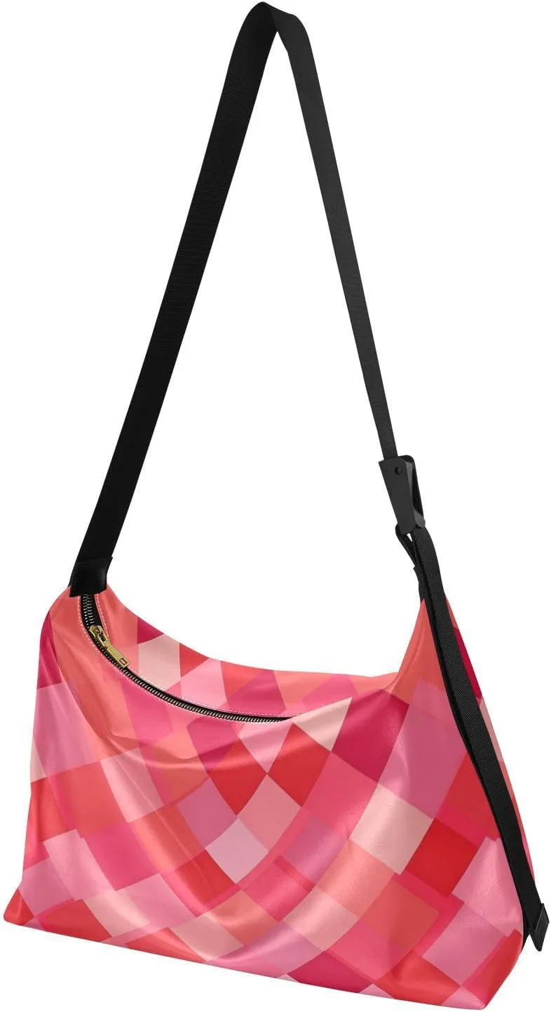 Unisex Sling Purse Crossbody Fall Womens Sling Bags Crossbody Side Bag Squares Turquoise White Sunflower