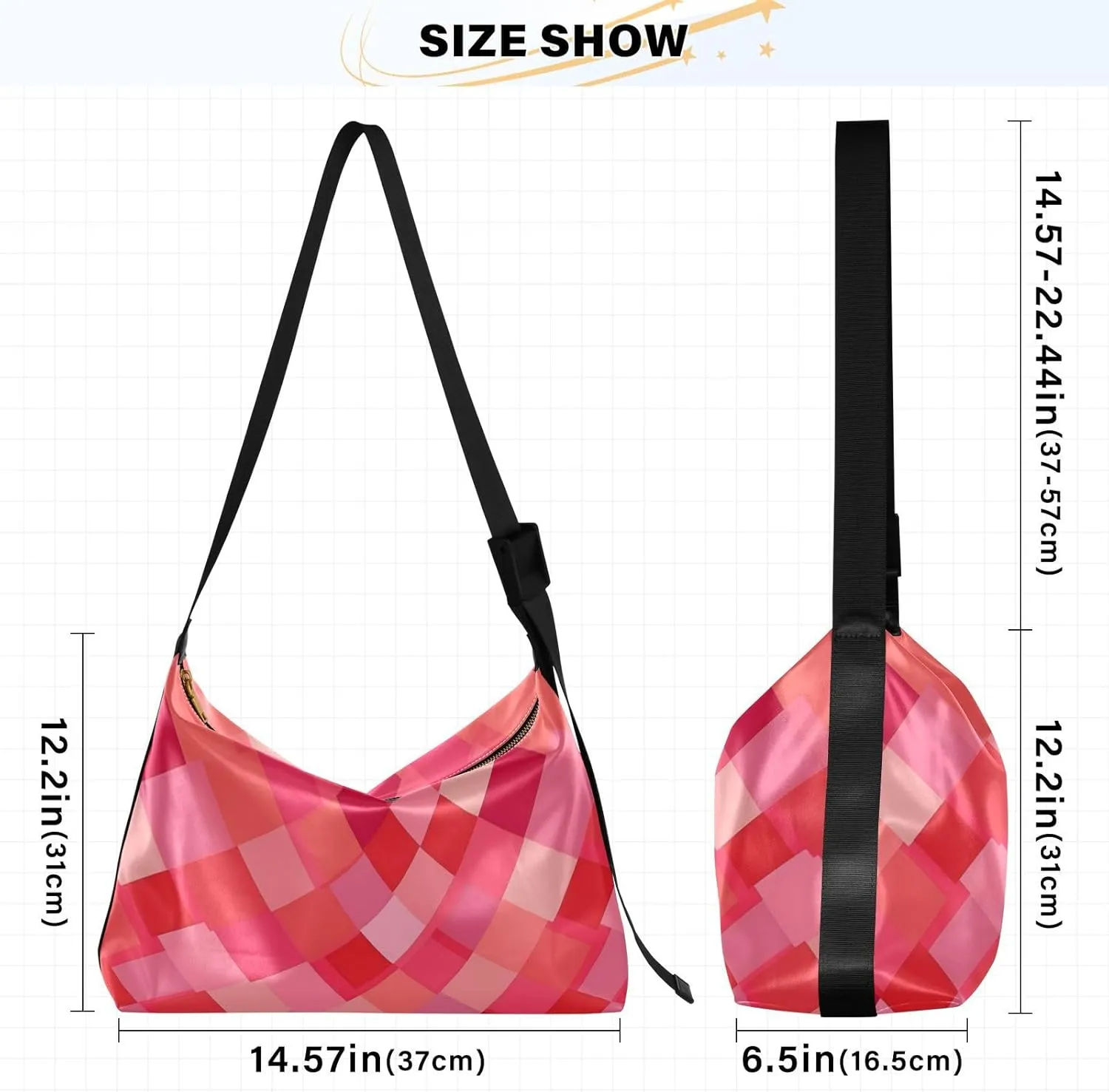 Unisex Sling Purse Crossbody Fall Womens Sling Bags Crossbody Side Bag Squares Turquoise White Sunflower