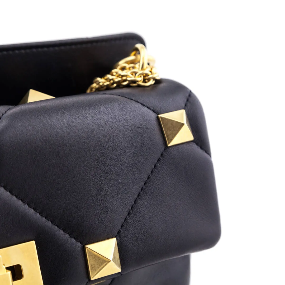 Valentino Black Nappa Large Roman Stud Shoulder Bag