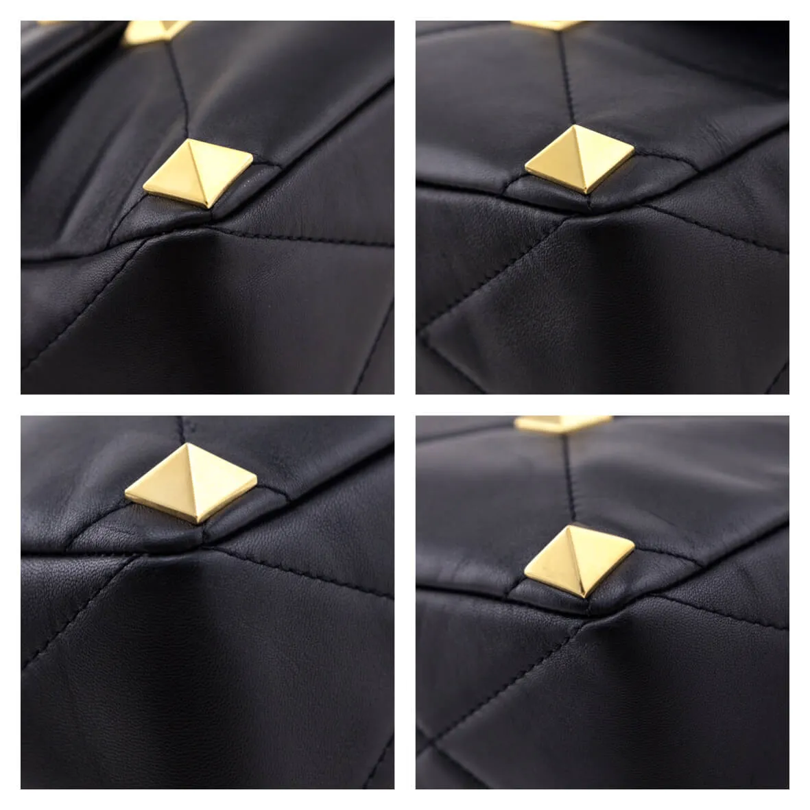 Valentino Black Nappa Large Roman Stud Shoulder Bag