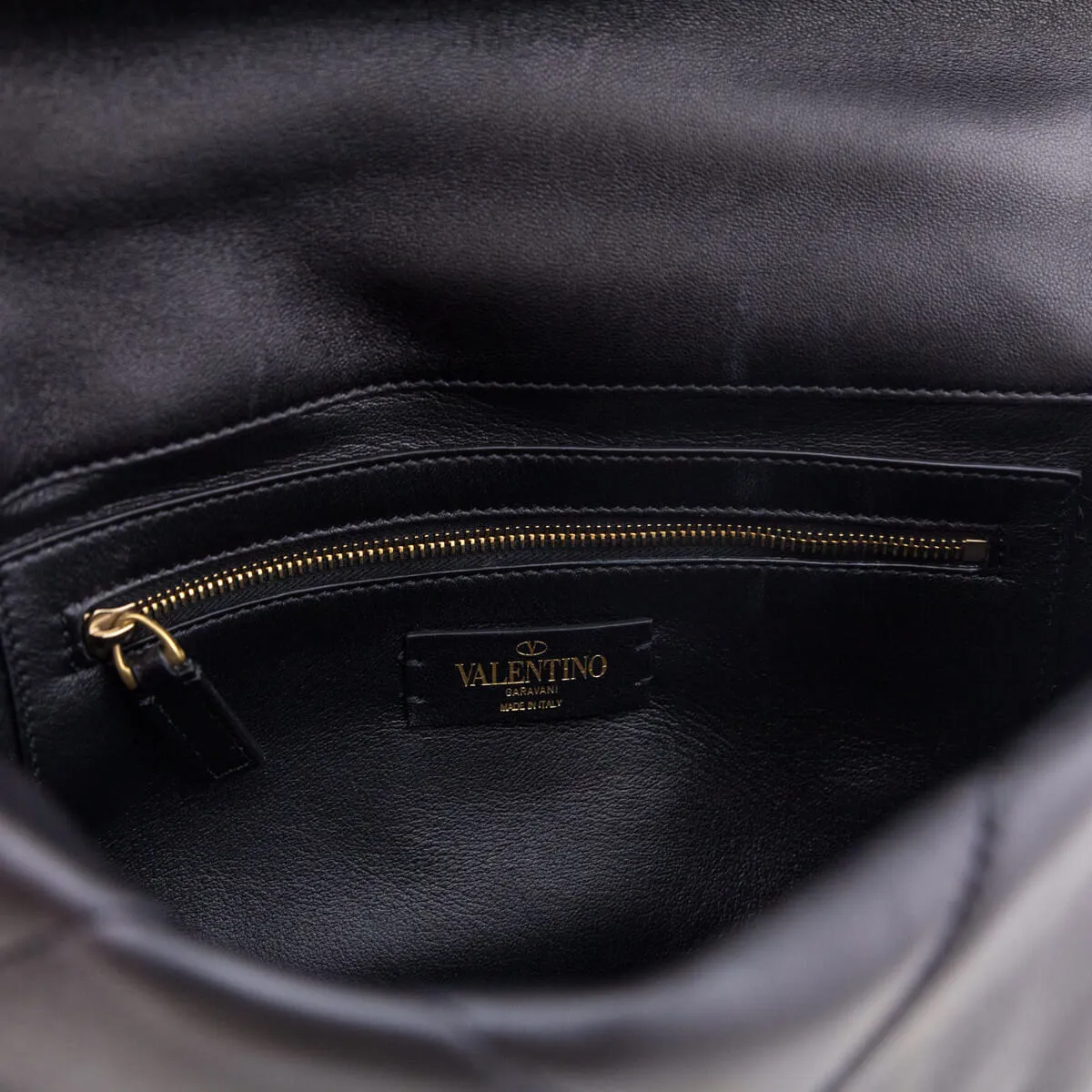 Valentino Black Nappa Large Roman Stud Shoulder Bag