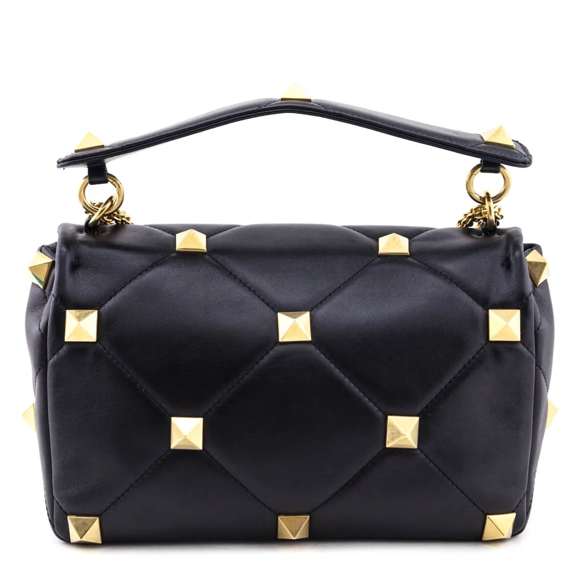 Valentino Black Nappa Large Roman Stud Shoulder Bag