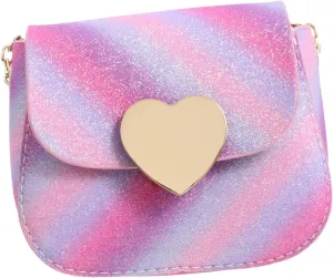 VALICLUD Messenger Bag Wallets Mini Handbags Sparkly Purse Mini Handbag Princess Purse Flip Wallet Purse for Versatile Handbag Crossbody Bag Heart Purse PU Leather Pink