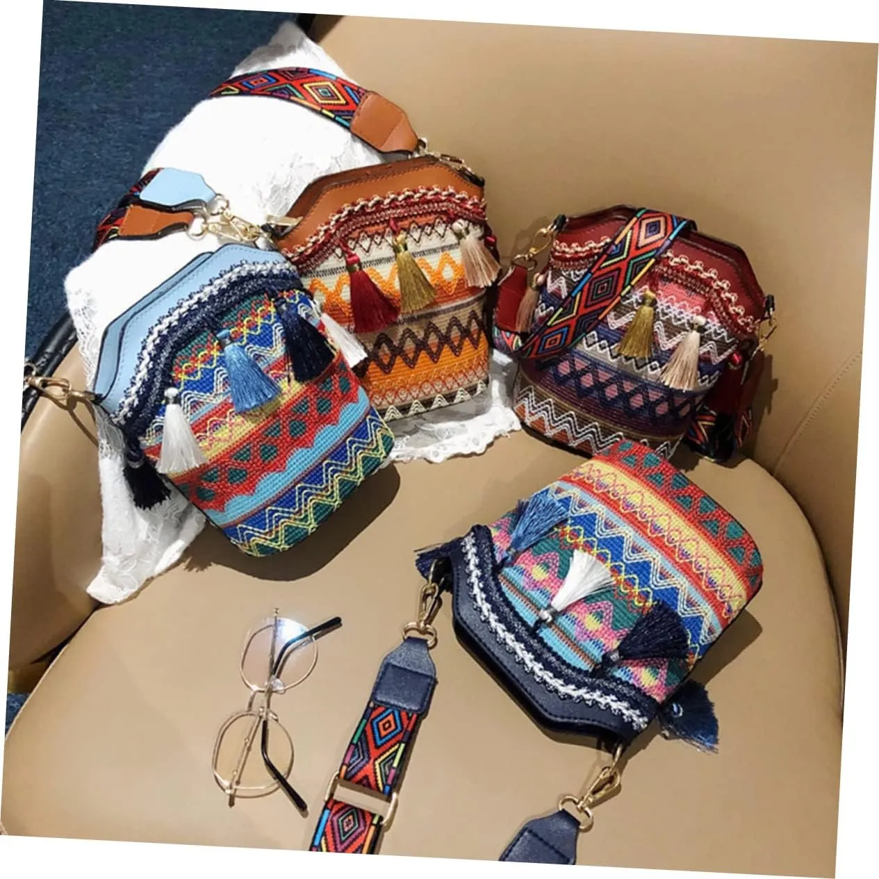 VALICLUD Women's Shoulder Bag Women's Shoulder Bags Bucket Bags for Women Shoulder Bags Woven Shoulder Bag Woven Shoulder Bag Bohemian Bucket Bag Shoulder Bag
