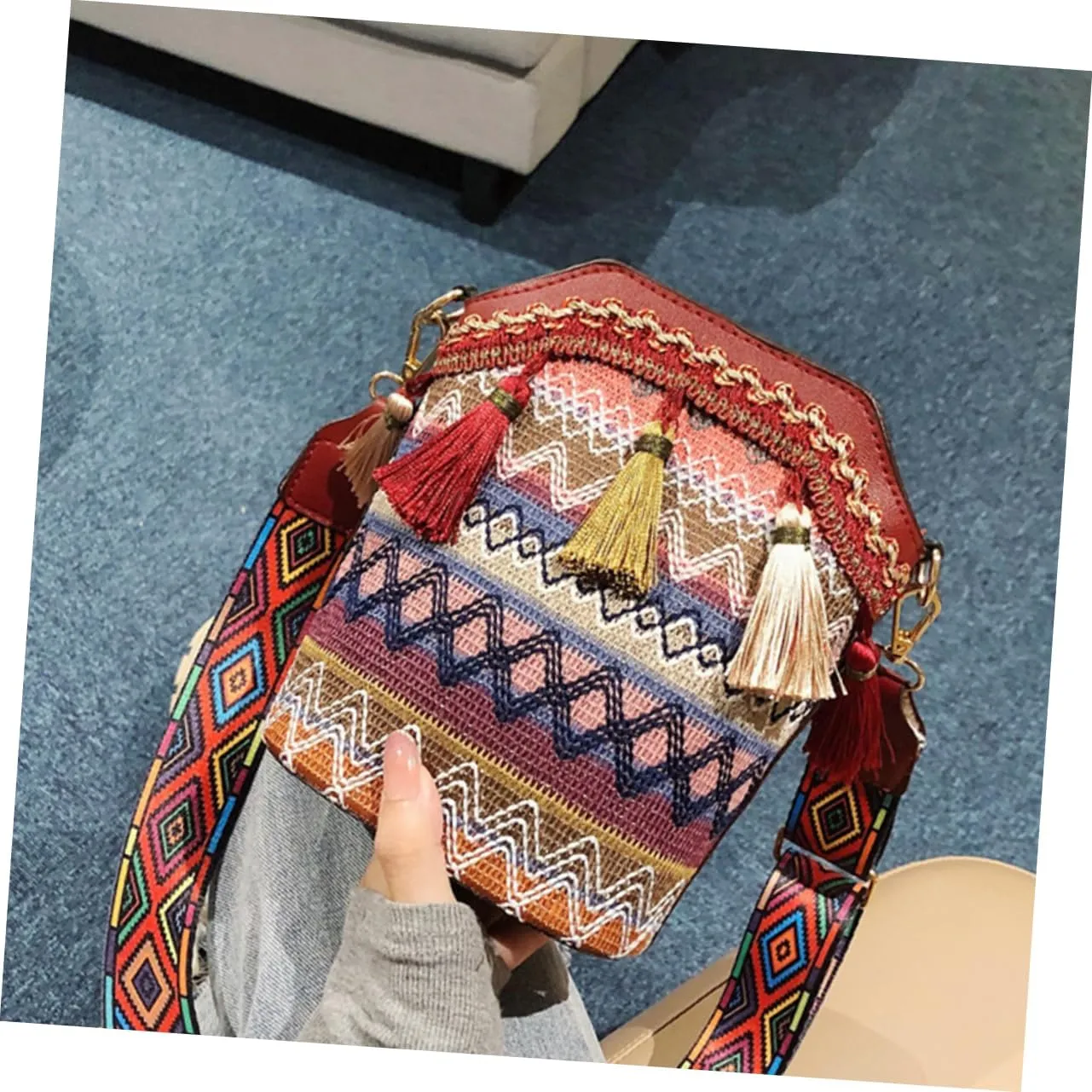 VALICLUD Women's Shoulder Bag Women's Shoulder Bags Bucket Bags for Women Shoulder Bags Woven Shoulder Bag Woven Shoulder Bag Bohemian Bucket Bag Shoulder Bag