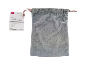 Velour drawstring bag-Simple text light gray 6.29in x 8.26in-