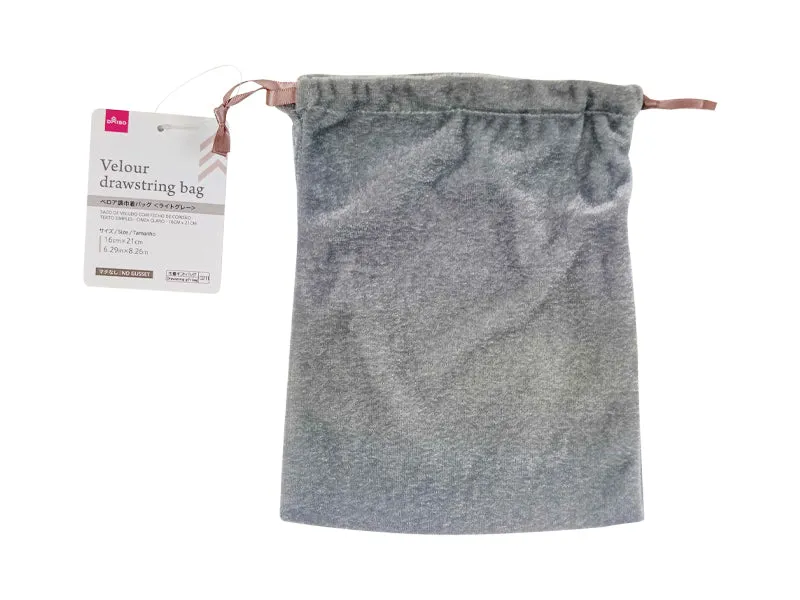 Velour drawstring bag-Simple text light gray 6.29in x 8.26in-