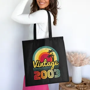 Vintage 2003 Tote Bag, Birthday Gift Tote Bag, Cotton Bag for Life, Retro Style Tote, Colorful Vintage Design Bag