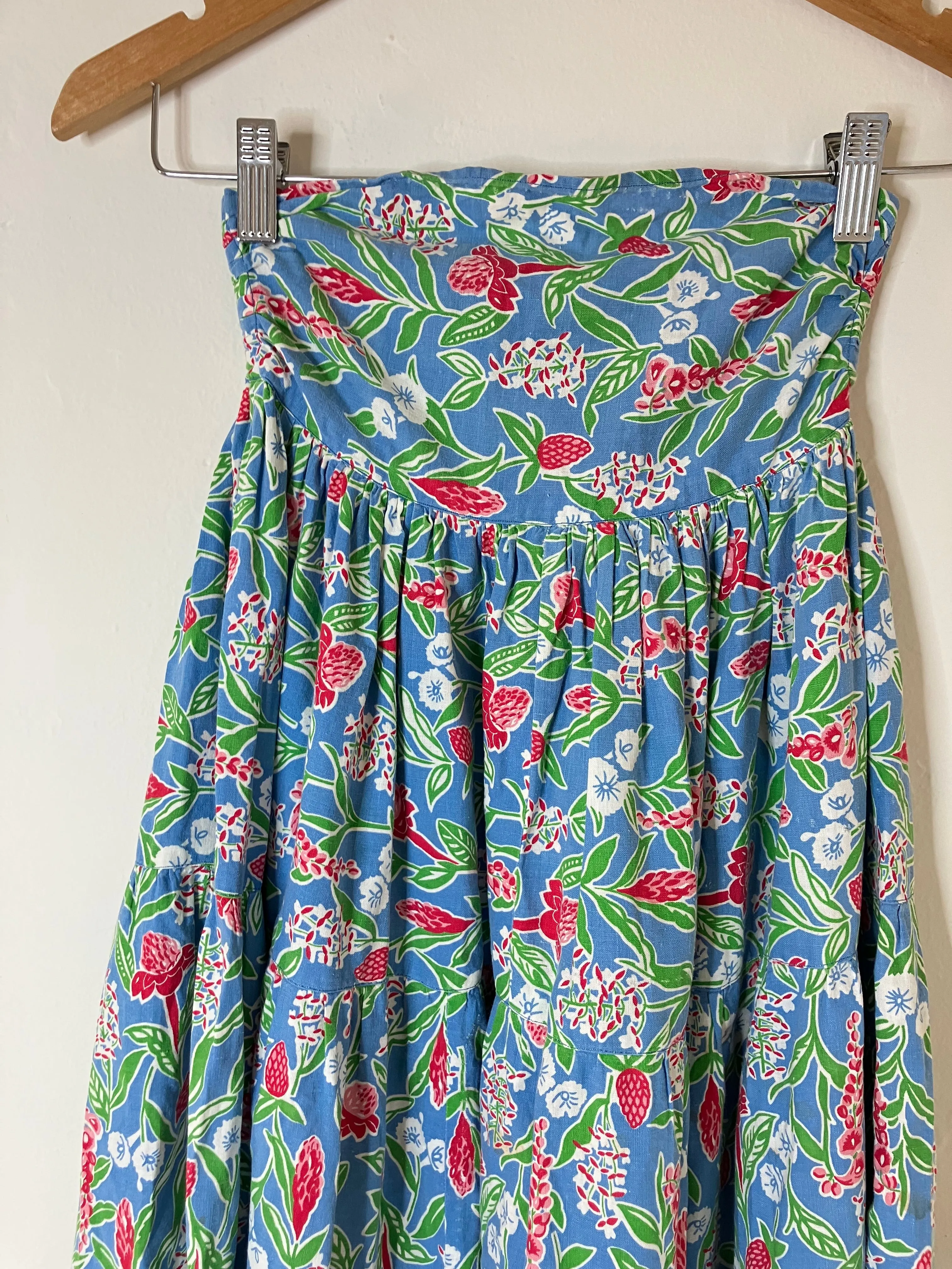 Vintage Botanical Bandeau Mini Dress or Midi Skirt