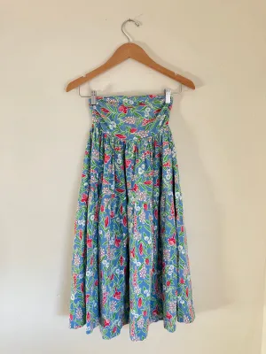 Vintage Botanical Bandeau Mini Dress or Midi Skirt