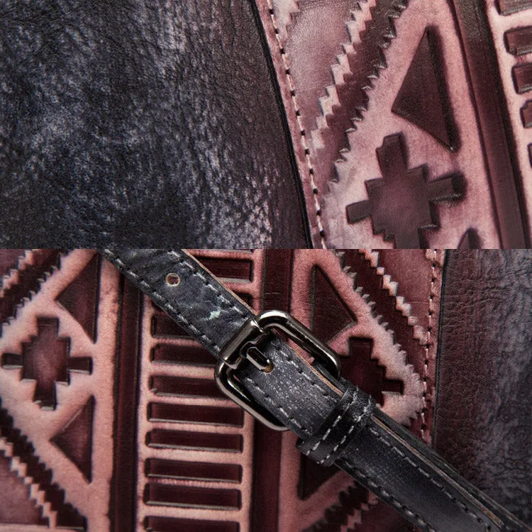 Vintage Dyed Leather Womens Handbags Shoulder Bag Purses for Women