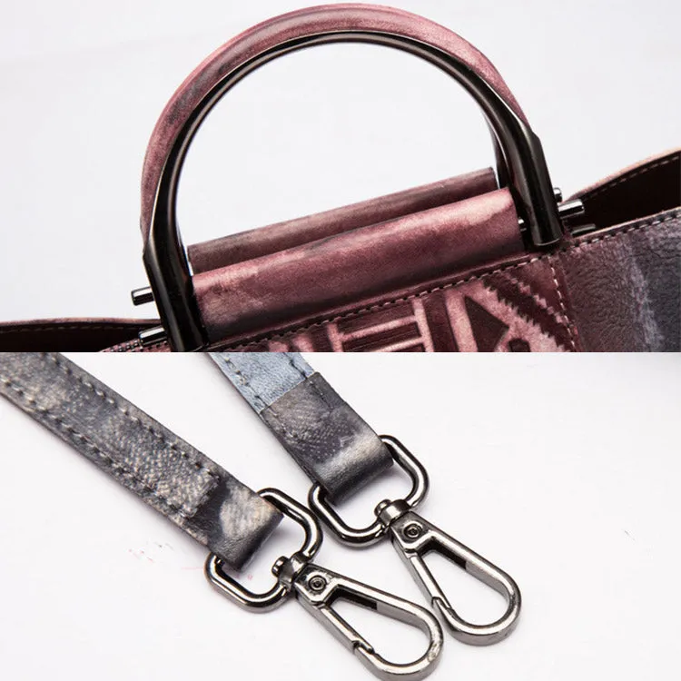 Vintage Dyed Leather Womens Handbags Shoulder Bag Purses for Women