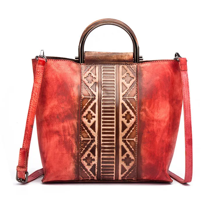 Vintage Dyed Leather Womens Handbags Shoulder Bag Purses for Women