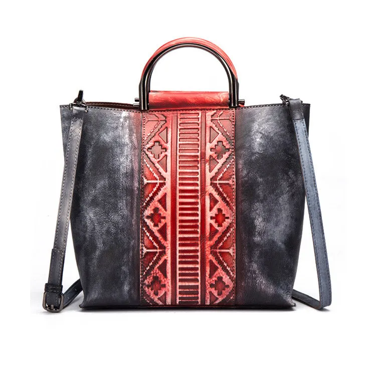 Vintage Dyed Leather Womens Handbags Shoulder Bag Purses for Women