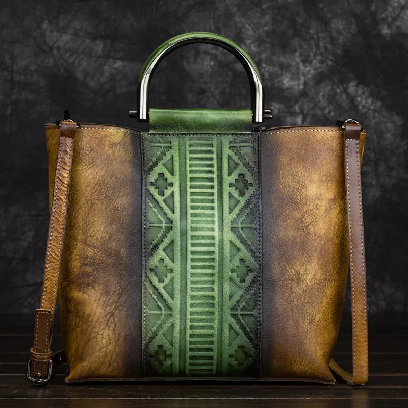 Vintage Dyed Leather Womens Handbags Shoulder Bag Purses for Women