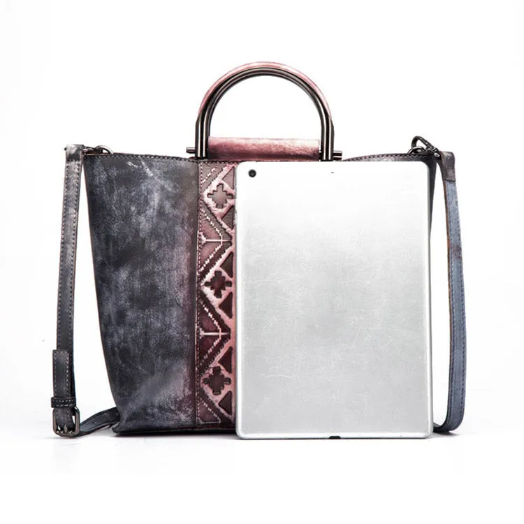 Vintage Dyed Leather Womens Handbags Shoulder Bag Purses for Women