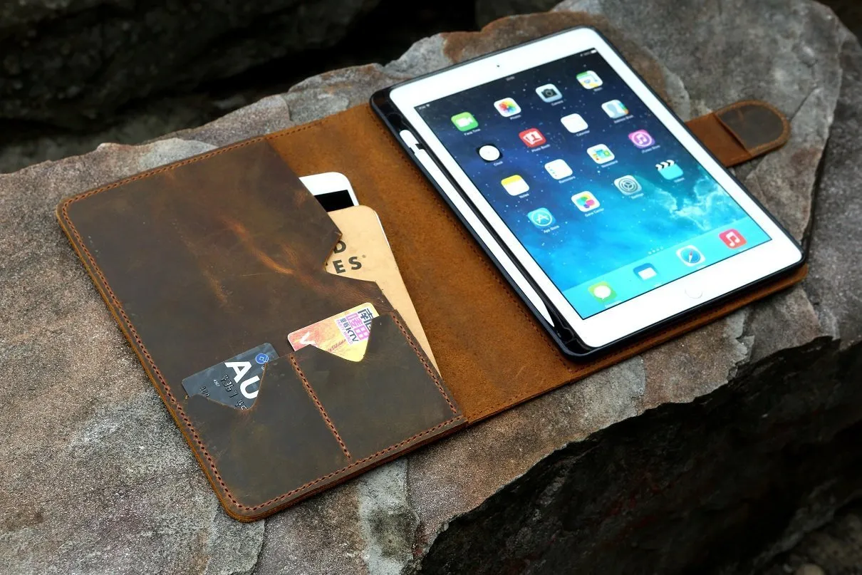 vintage leather portfolio stand case for  iPad Pro 10.5/ 9.7