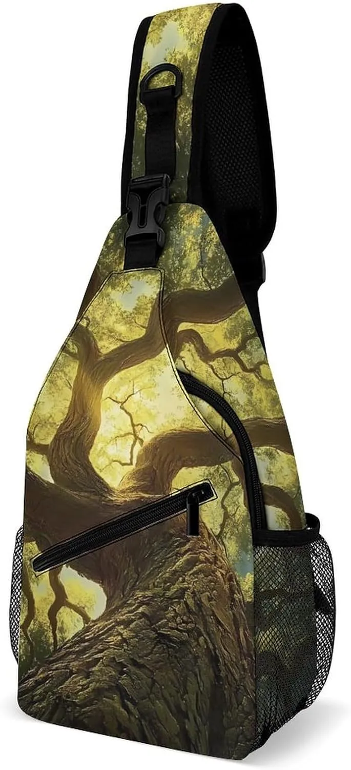 Vintage Oak Tree Summer Sunlight Shade Fashion Sling Bag Shoulder Chest Crossbody Bags Backpack Travel Hiking