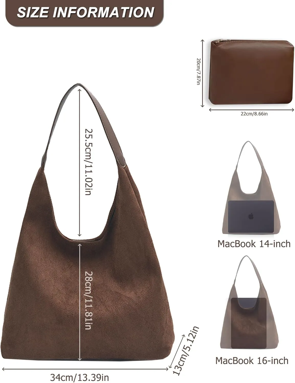 Wallage Suede Hobo Bags for Women Casual Shoulder Bags Trendy Tote Handbags Everyday Purses