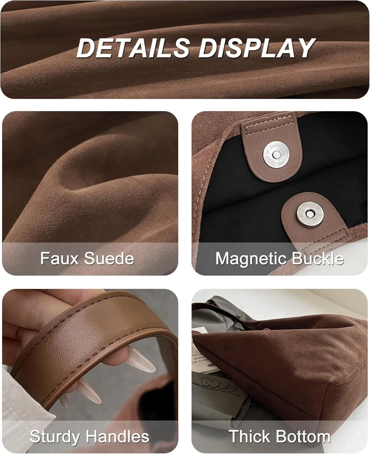 Wallage Suede Hobo Bags for Women Casual Shoulder Bags Trendy Tote Handbags Everyday Purses