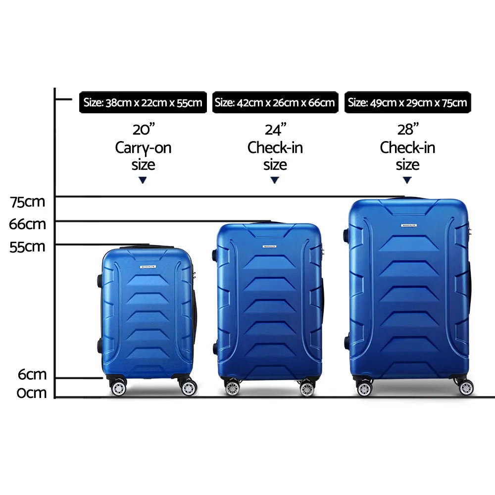 Wanderlite luggage set: 3pc TSA Hard Shell Suitcase Set