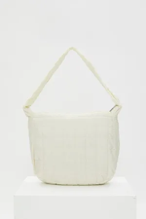 White Quilted Underarm Hobo Bag