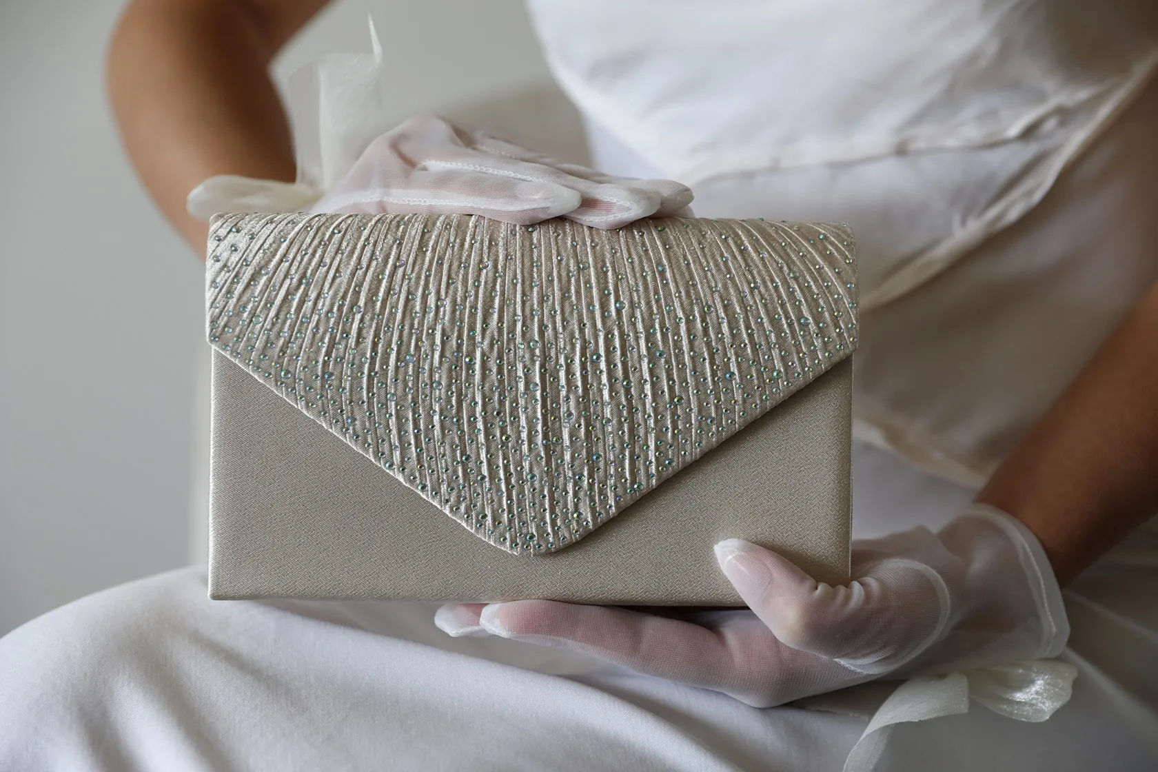 White Satin Evening Clutch