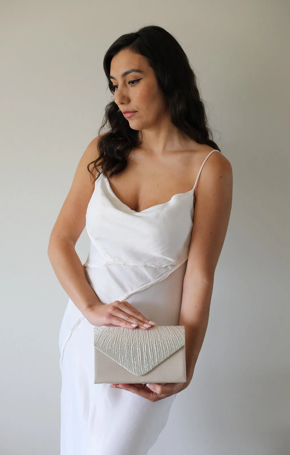 White Satin Evening Clutch