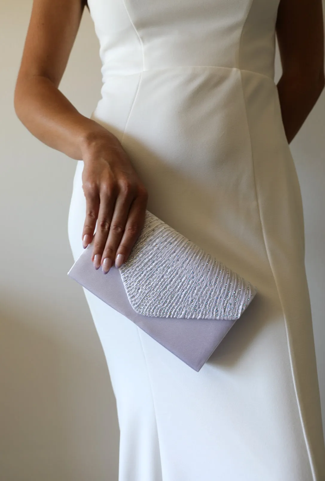 White Satin Evening Clutch