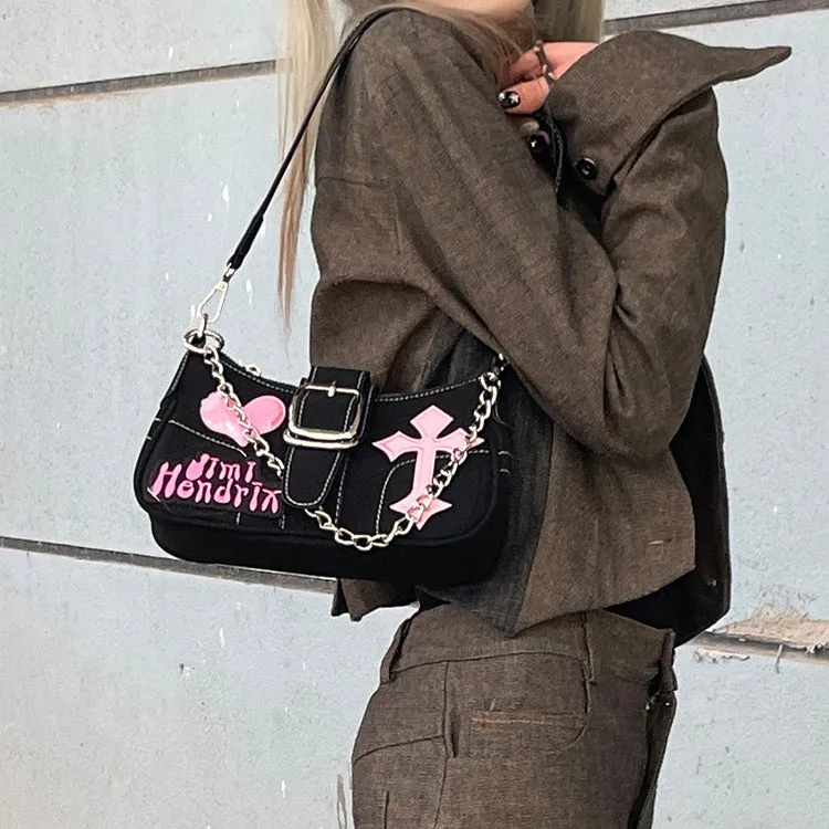 Wholesale Y2k Chain PU Shoulder Underarm Bag
