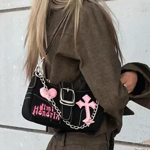 Wholesale Y2k Chain PU Shoulder Underarm Bag