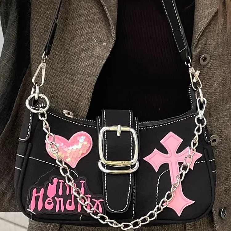 Wholesale Y2k Chain PU Shoulder Underarm Bag