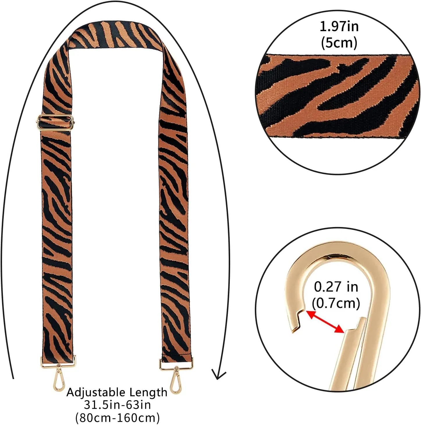 Wide Purse Straps Replacement Adjustable Crossbody Gold Hardware Canvas Shoulder Strap For Women