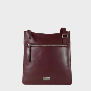 'WILLOW' Burgundy Smooth Leather Crossbody Bag