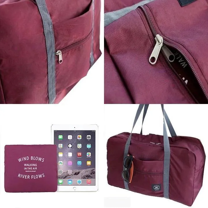 Wind Blows Waterproof Foldable Luggage Bag(Wine) - H00203