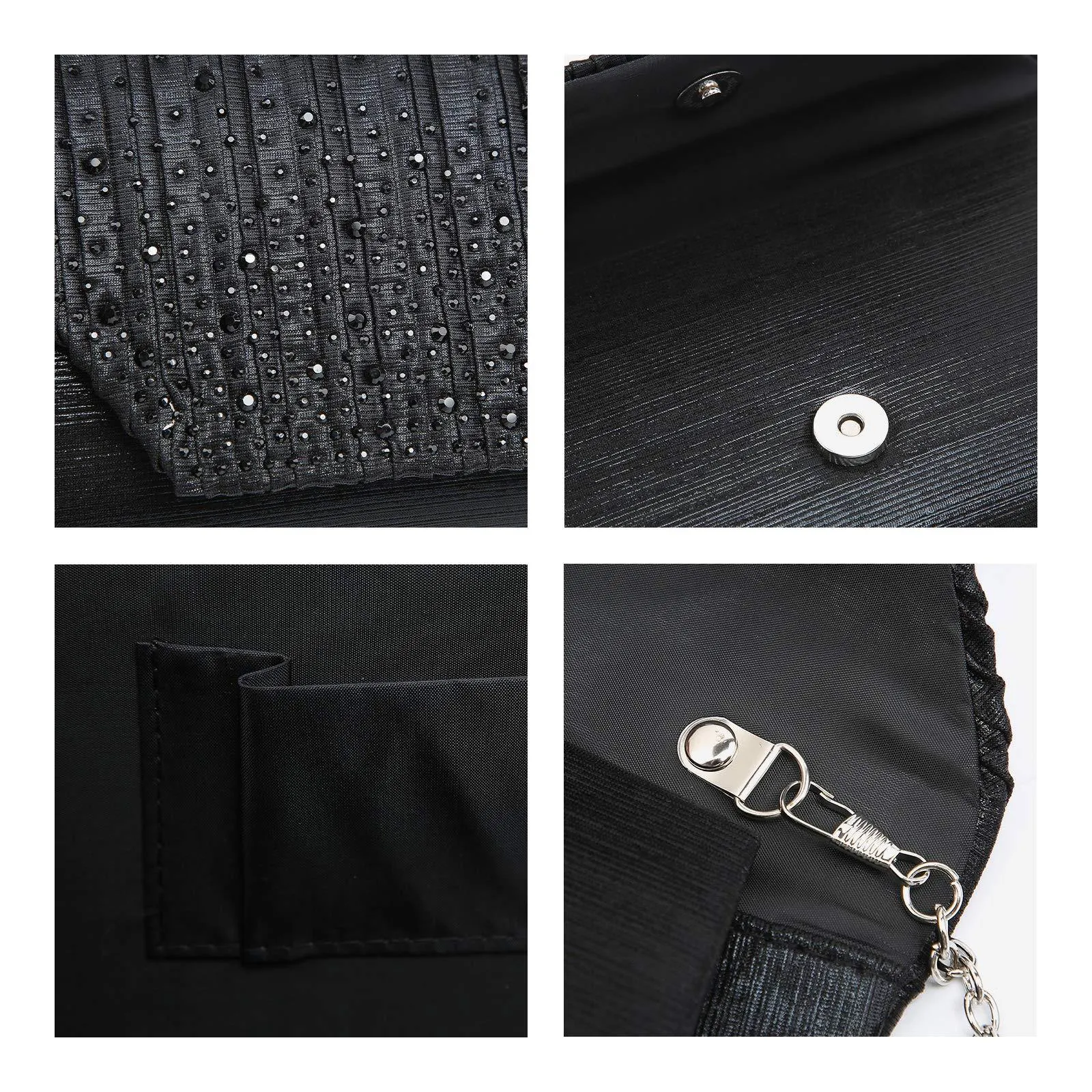Women Glitter Rhinestone Wedding Evening Purse Envelope Clutch Dasein