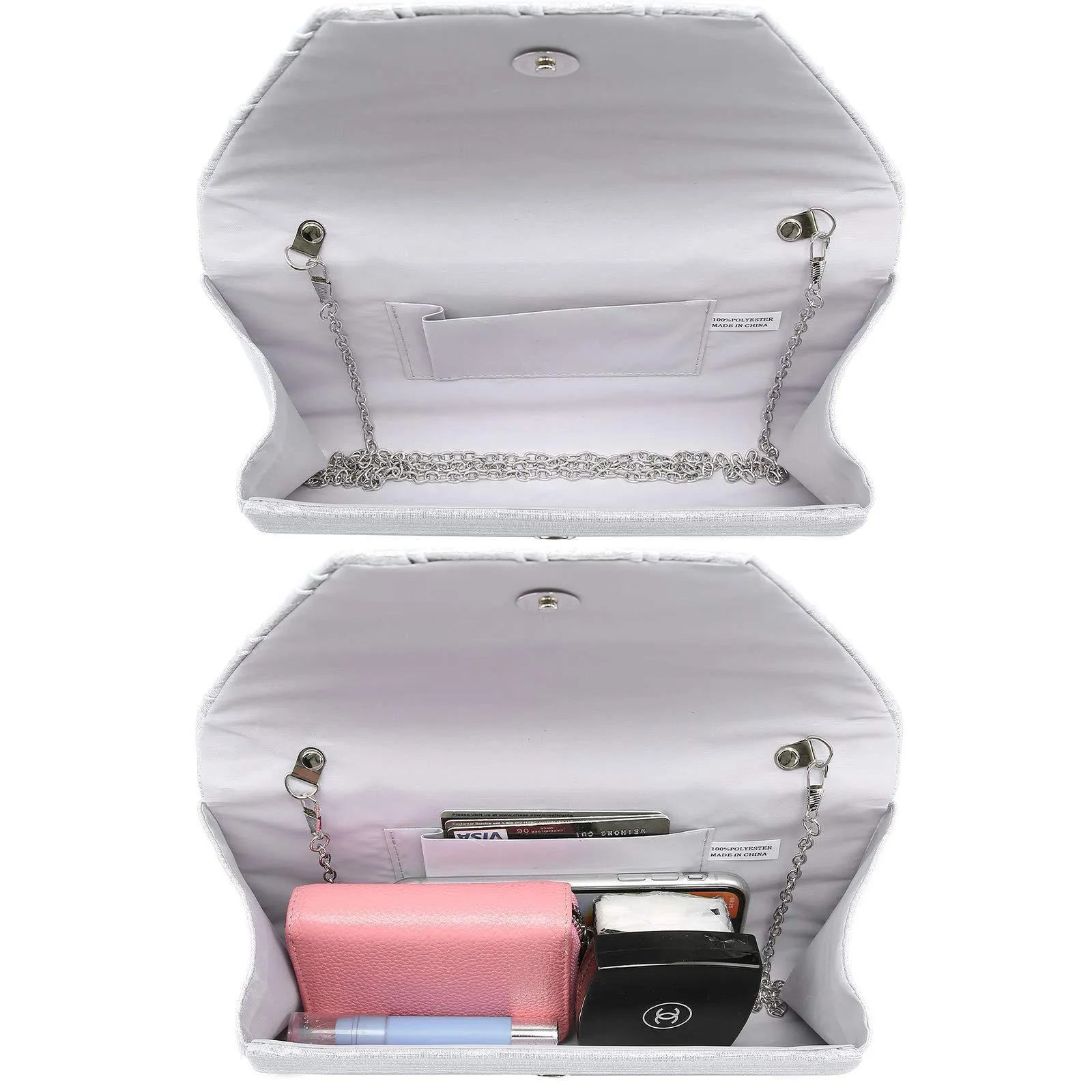 Women Glitter Rhinestone Wedding Evening Purse Envelope Clutch Dasein