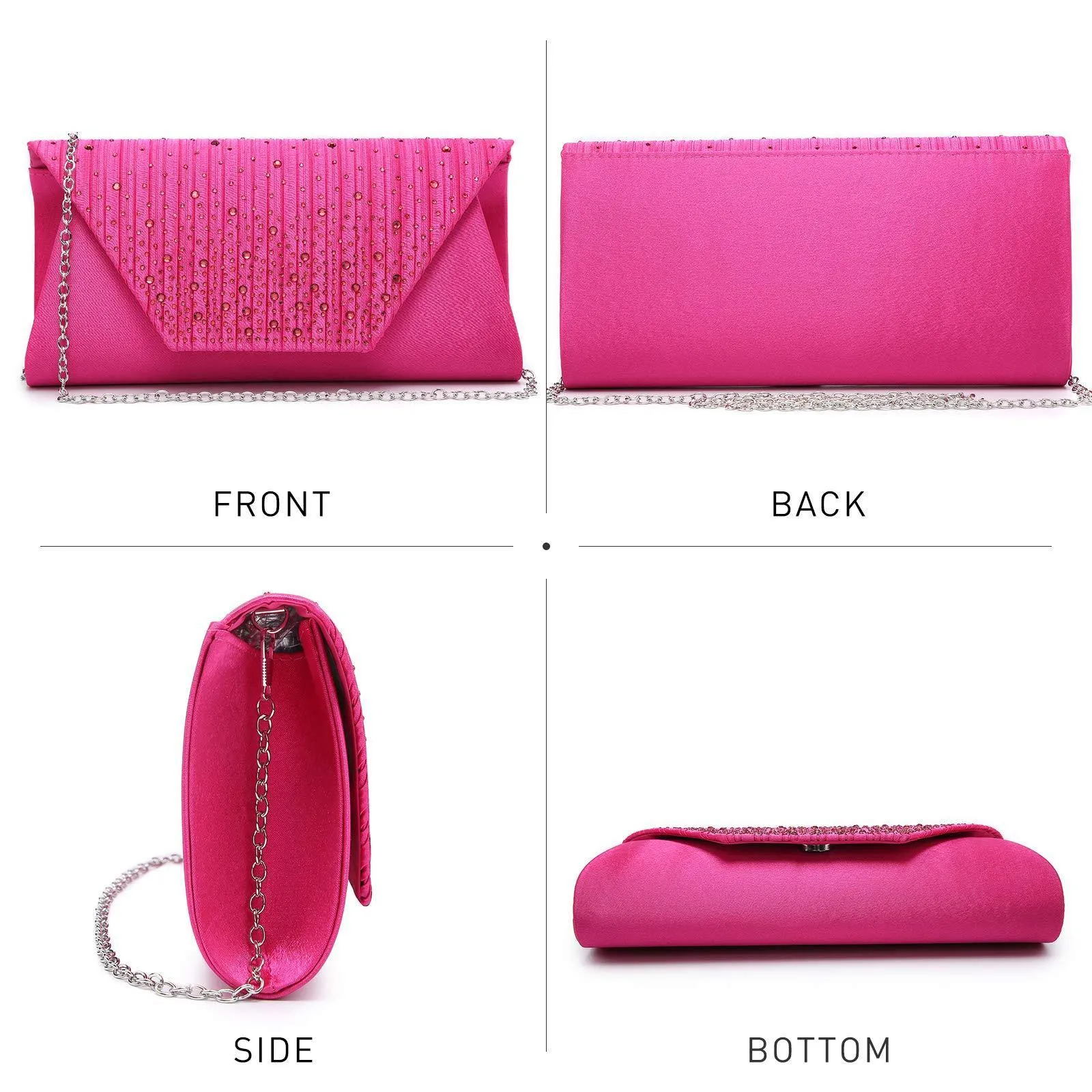 Women Glitter Rhinestone Wedding Evening Purse Envelope Clutch Dasein