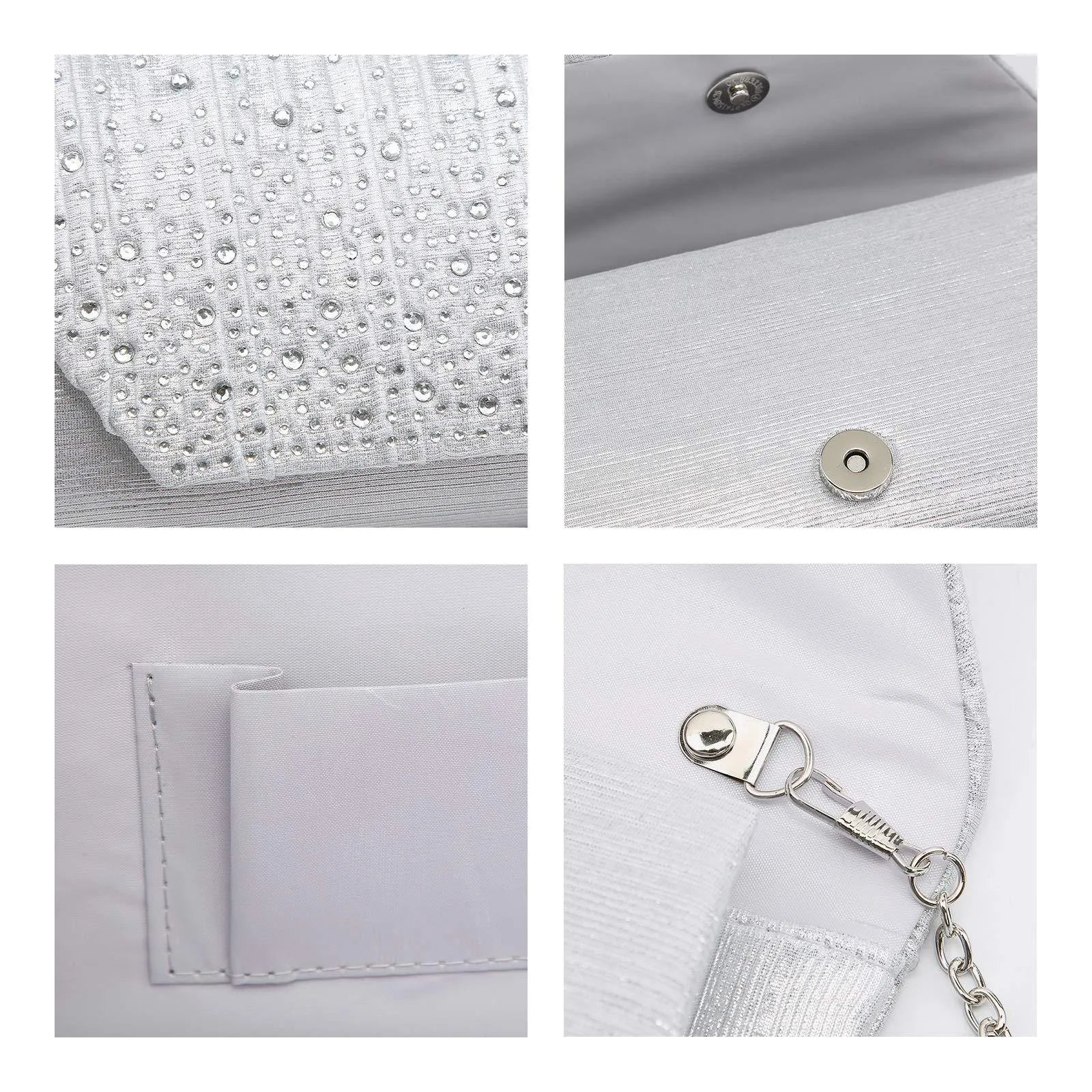 Women Glitter Rhinestone Wedding Evening Purse Envelope Clutch Dasein