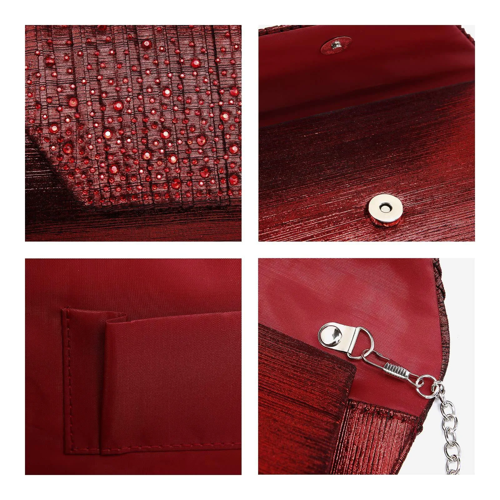Women Glitter Rhinestone Wedding Evening Purse Envelope Clutch Dasein