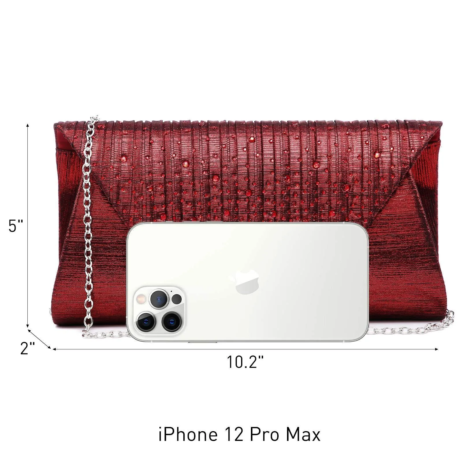 Women Glitter Rhinestone Wedding Evening Purse Envelope Clutch Dasein