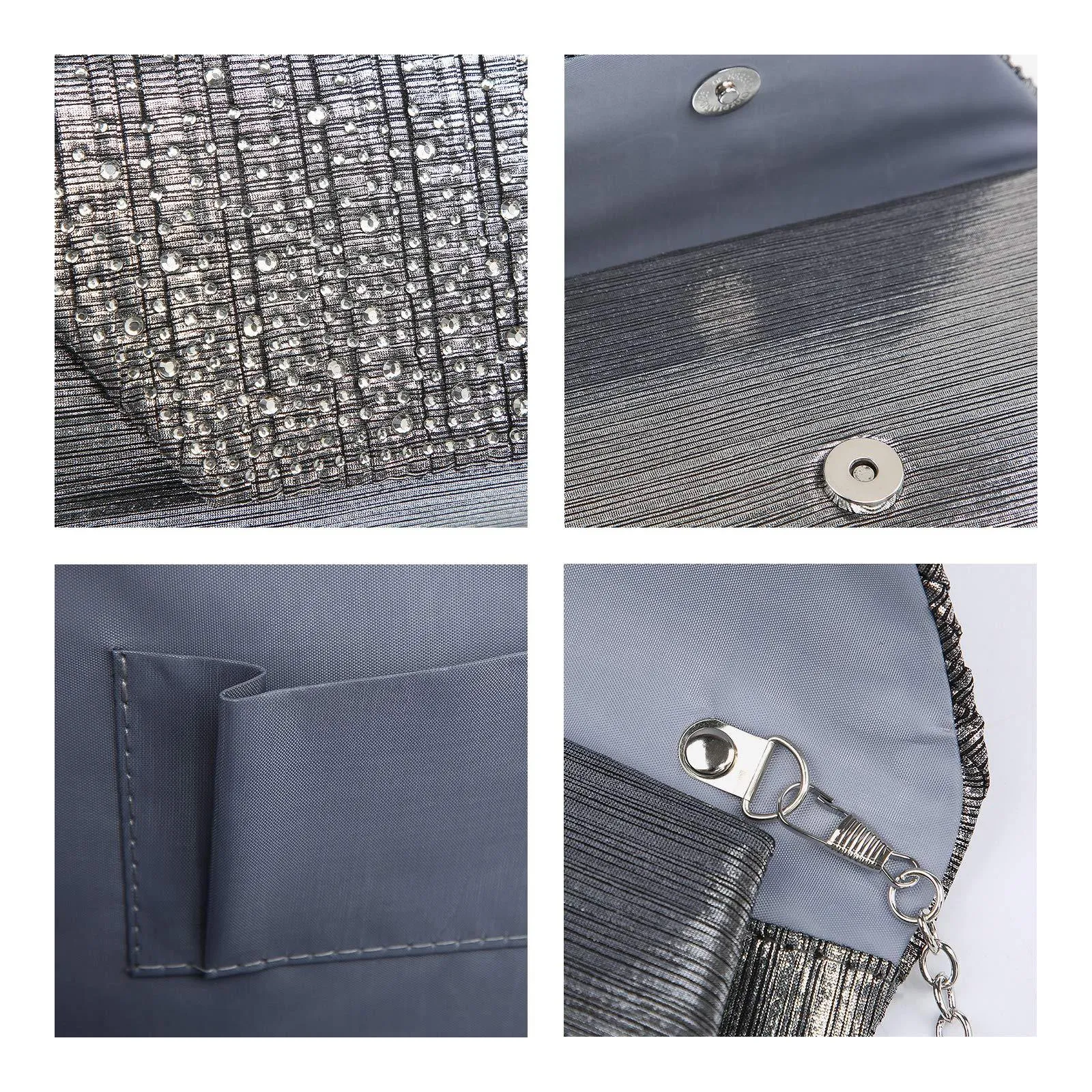 Women Glitter Rhinestone Wedding Evening Purse Envelope Clutch Dasein