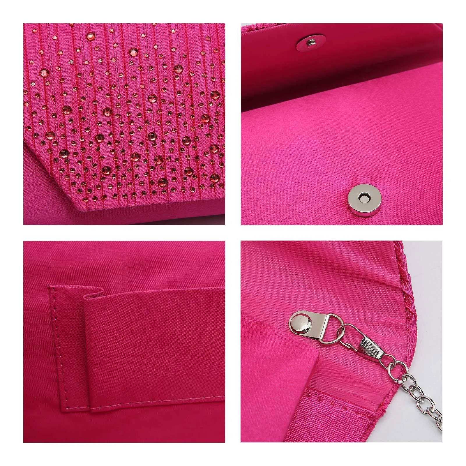 Women Glitter Rhinestone Wedding Evening Purse Envelope Clutch Dasein