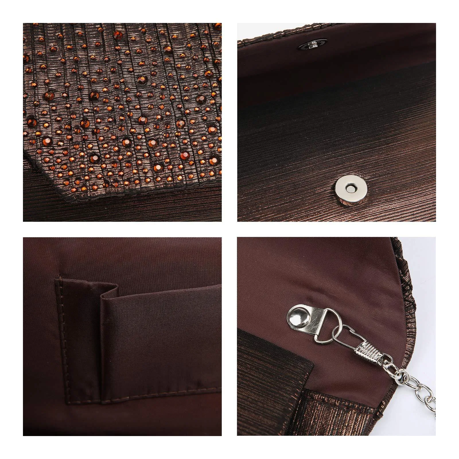 Women Glitter Rhinestone Wedding Evening Purse Envelope Clutch Dasein