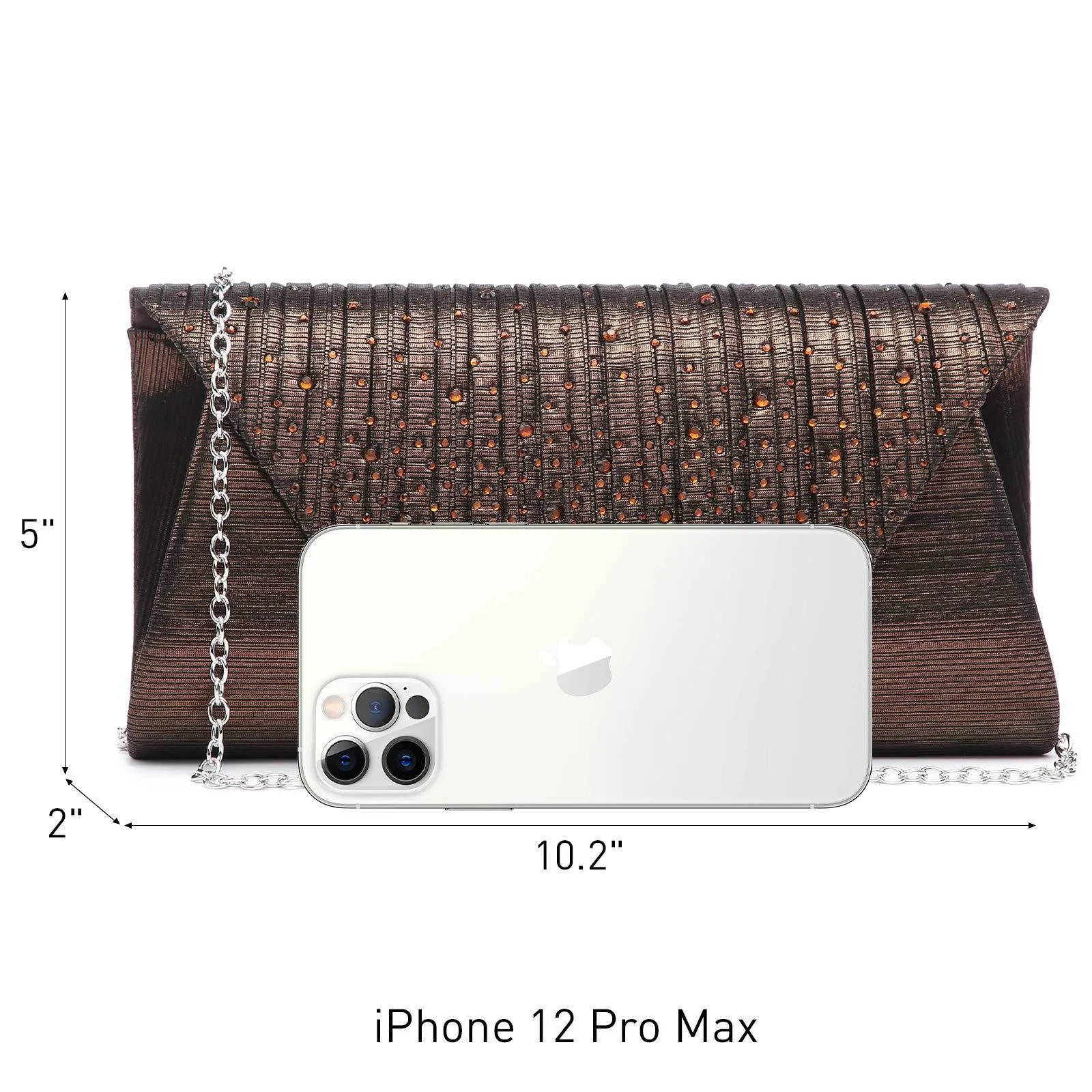 Women Glitter Rhinestone Wedding Evening Purse Envelope Clutch Dasein